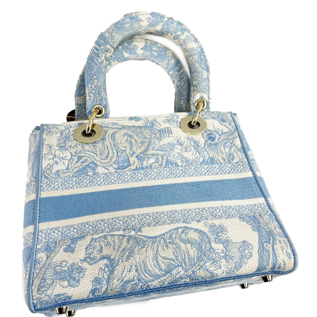 DIOR Toile de Jouy Lady D-Lite Bag Embroidered Canvas Cornflower Blue