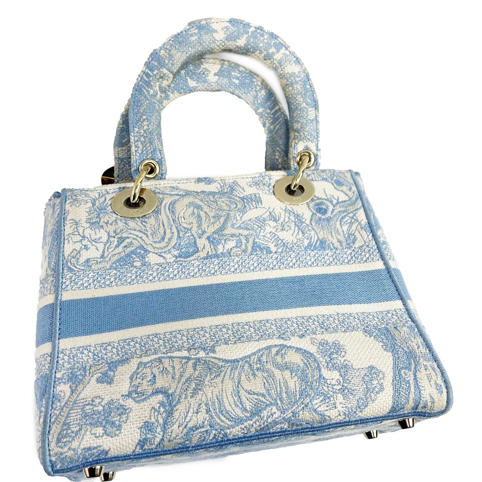 DIOR Toile de Jouy Lady D-Lite Bag Embroidered Canvas Cornflower Blue