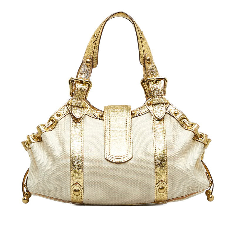 Louis Vuitton Trianon Teda GM Handbag M92391 Gold Ivory Canvas Leather Ladies Louis Vuitton