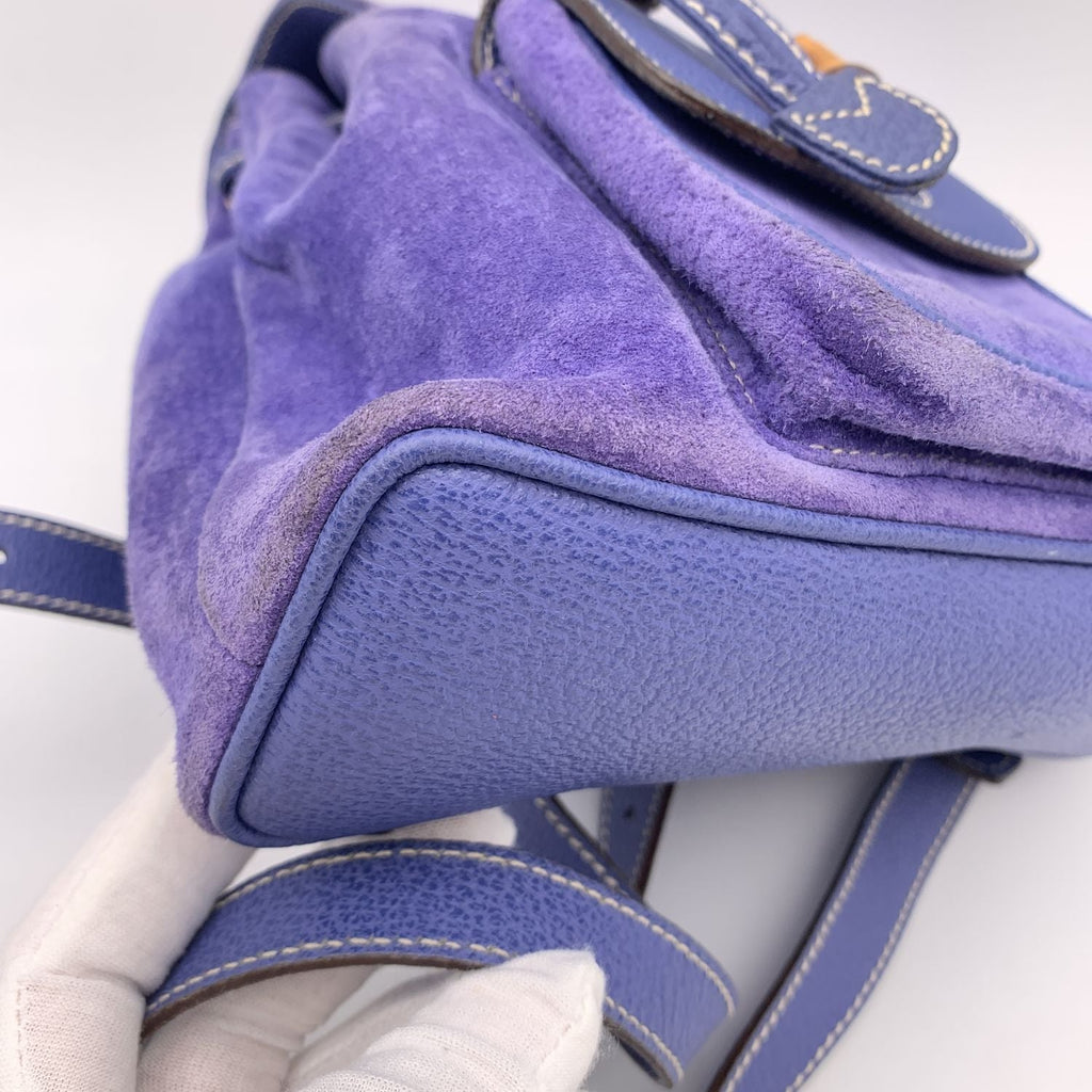 Gucci Vintage Perwinkle Suede Bamboo Small Backpack Shoulder Bag