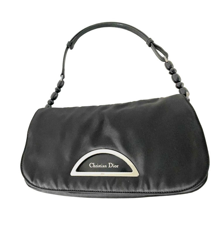 Christian Dior Nylon Malice Baguette Black Clutch