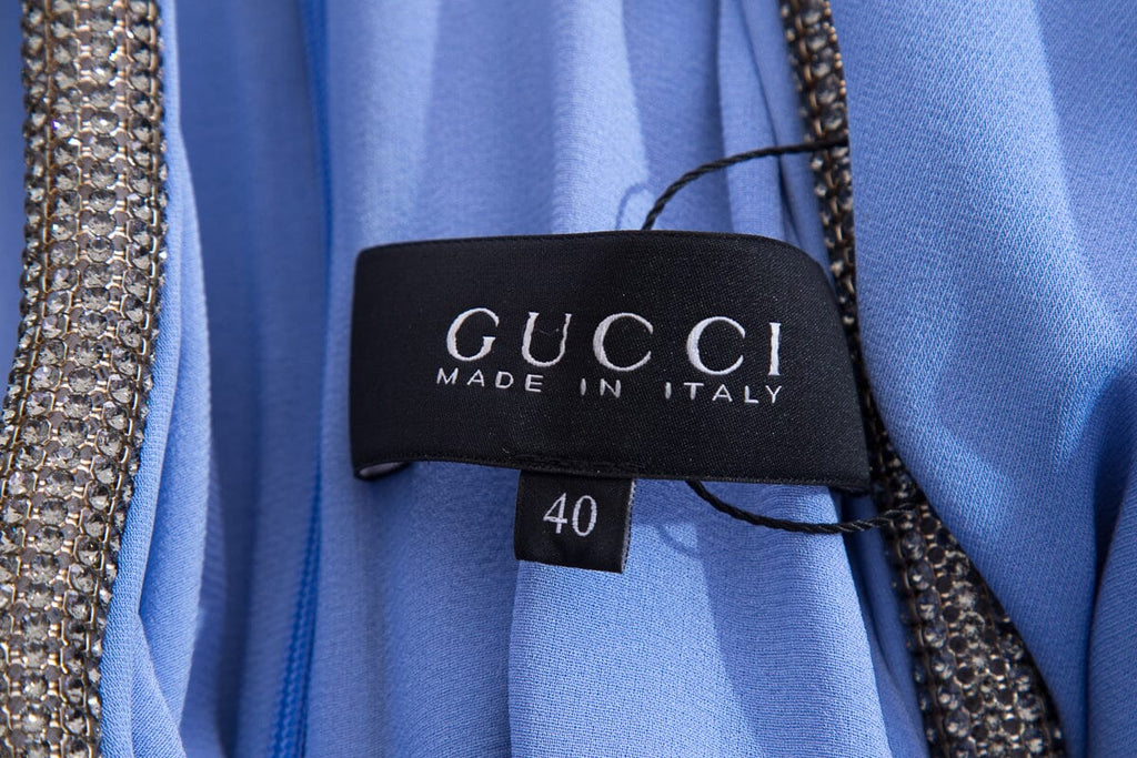 Gucci Perrywinkle Long Crystal Detail Gown SZ 40