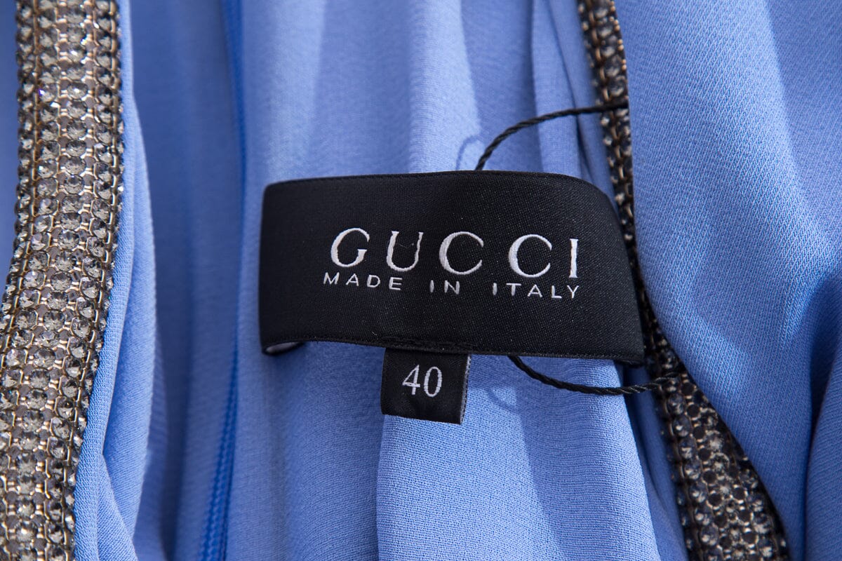 Gucci Perrywinkle Long Crystal Detail Gown SZ 40