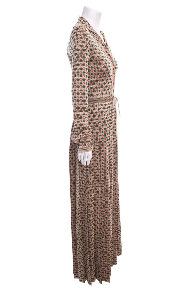 Gucci Orange & Green Long Sleeve Maxi Dress SZ XS