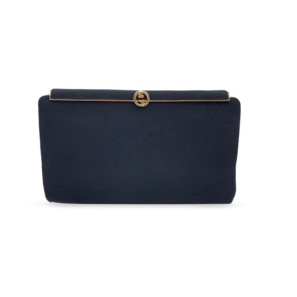 Gucci Vintage Black Canvas Clutch Evening Bag with GG Logo