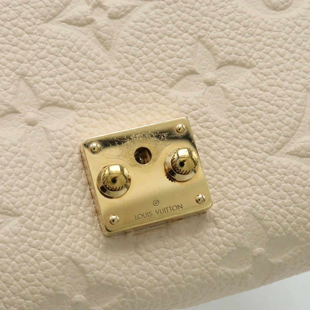Louis Vuitton Monogram Emplant Portfolio Metis Compact Three Folded Wallet Three Folded Cream Beige M81071