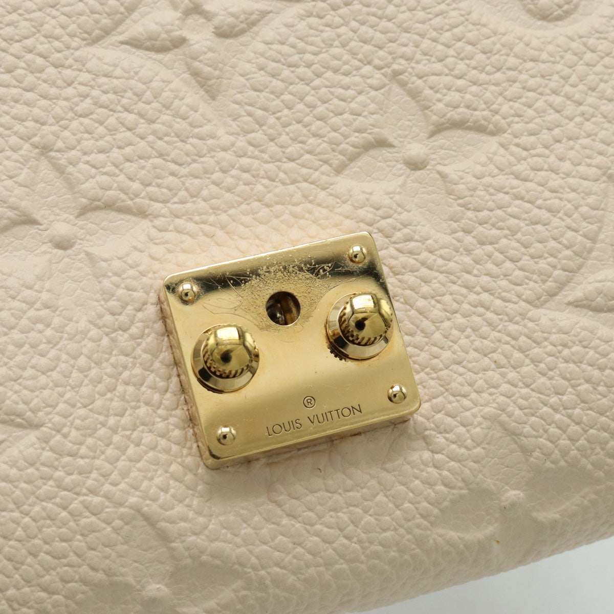 Louis Vuitton Monogram Emplant Portfolio Metis Compact Three Folded Wallet Three Folded Cream Beige M81071