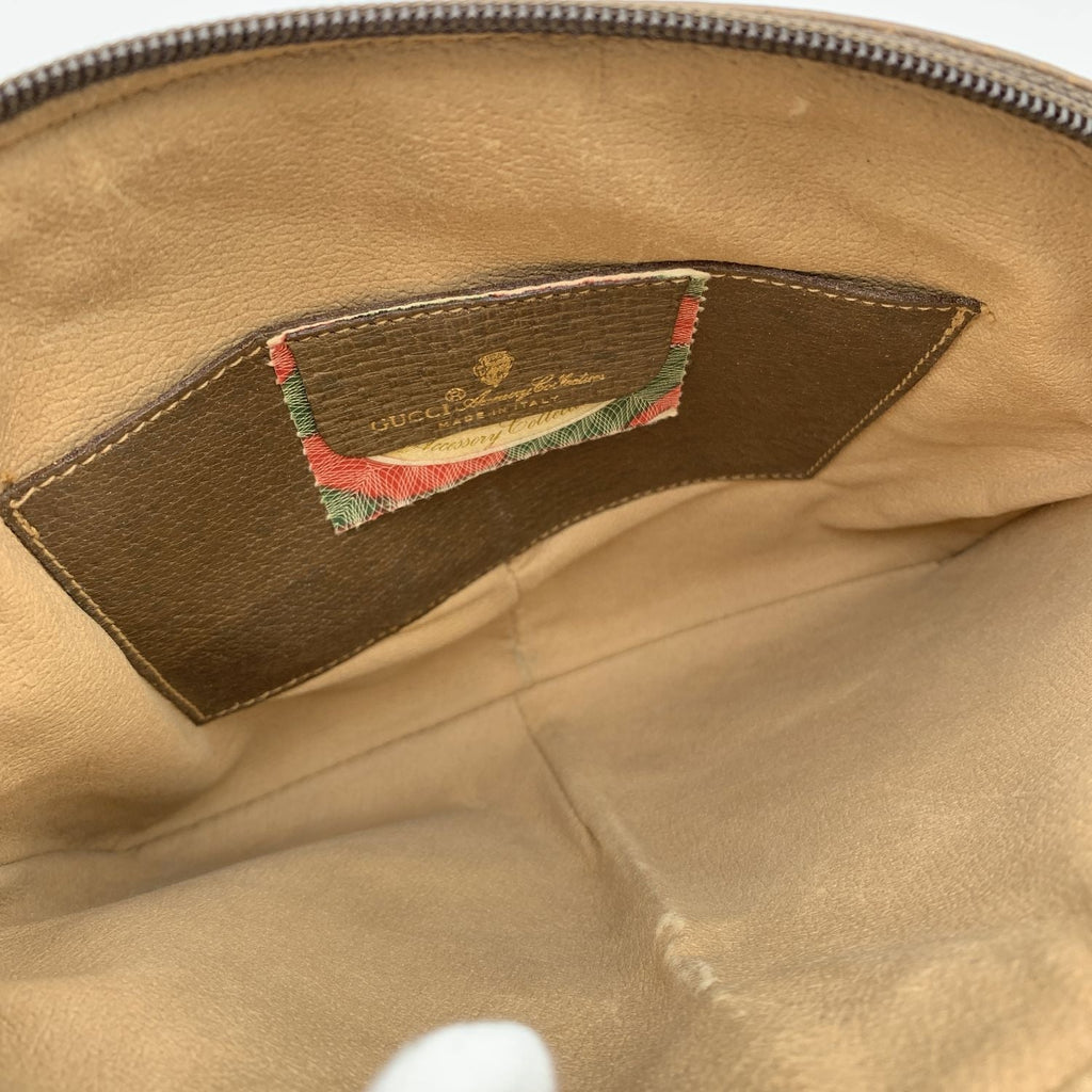 Gucci Vintage Beige Monogram Canvas Small Web Crossbody Bag