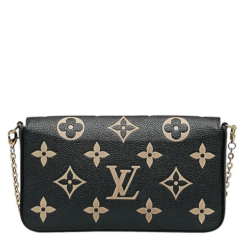 Louis Vuitton Monogram Emplant Poschet Felice Chain Shoulder Bag M80482 Black Beige Leather Ladies Louis Vuitton
