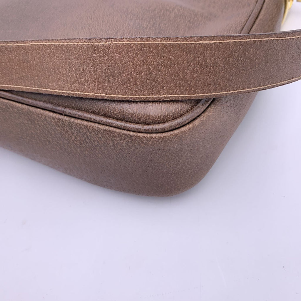 Gucci Vintage Brown Leather Bucket Web Stripes Shoulder Bag