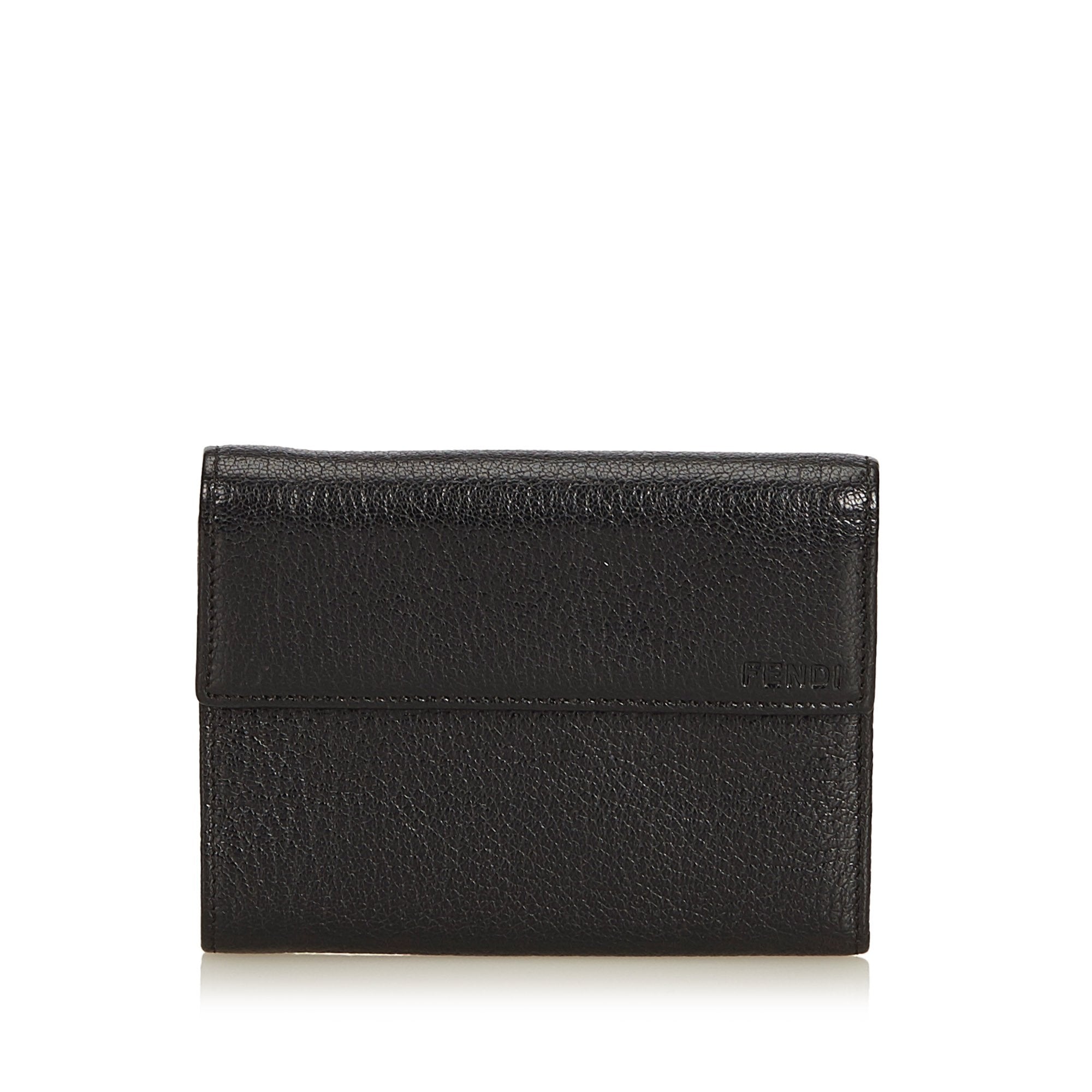 Pre-Loved Fendi Black Others Leather Tri-fold Small Wallet Italy