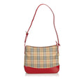 Pre-Loved Burberry Brown Beige Jacquard Fabric Shoulder Bag United Kingdom