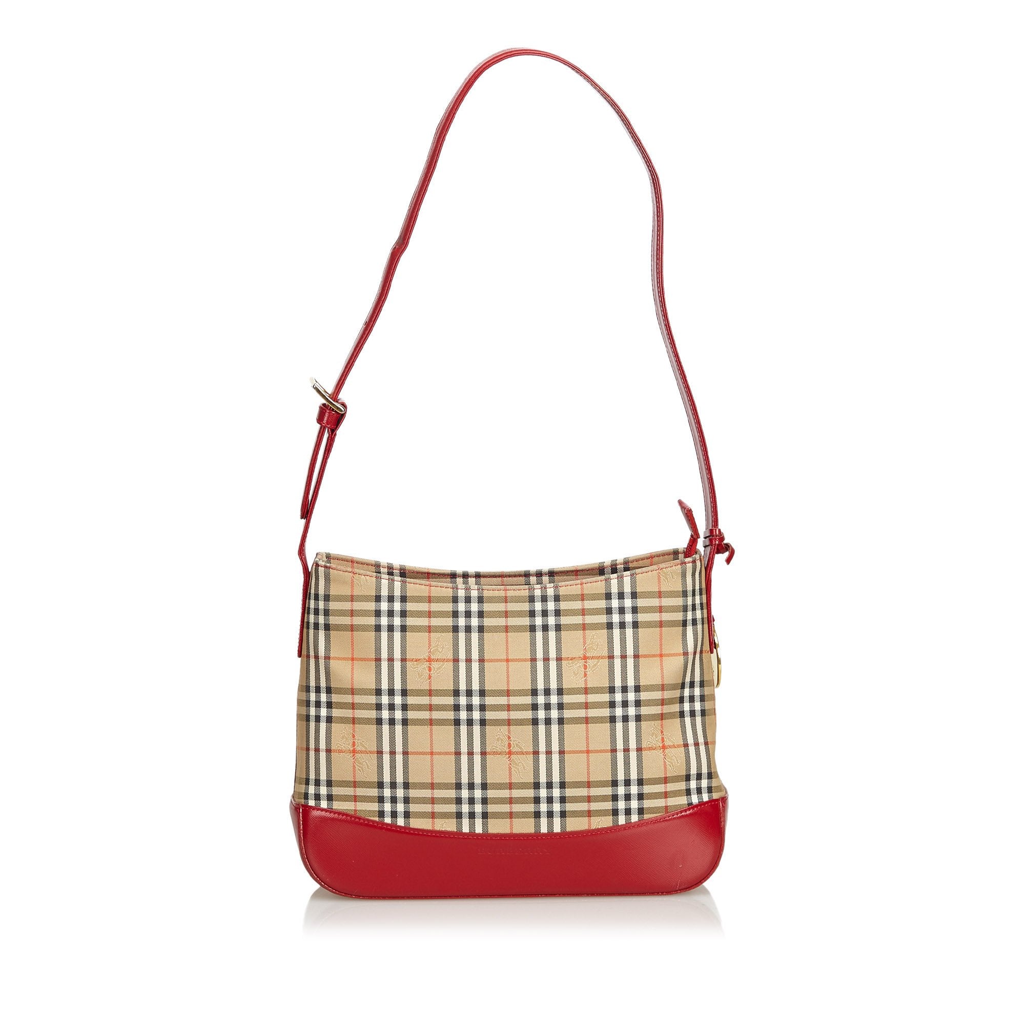 Pre-Loved Burberry Brown Beige Jacquard Fabric Shoulder Bag United Kingdom