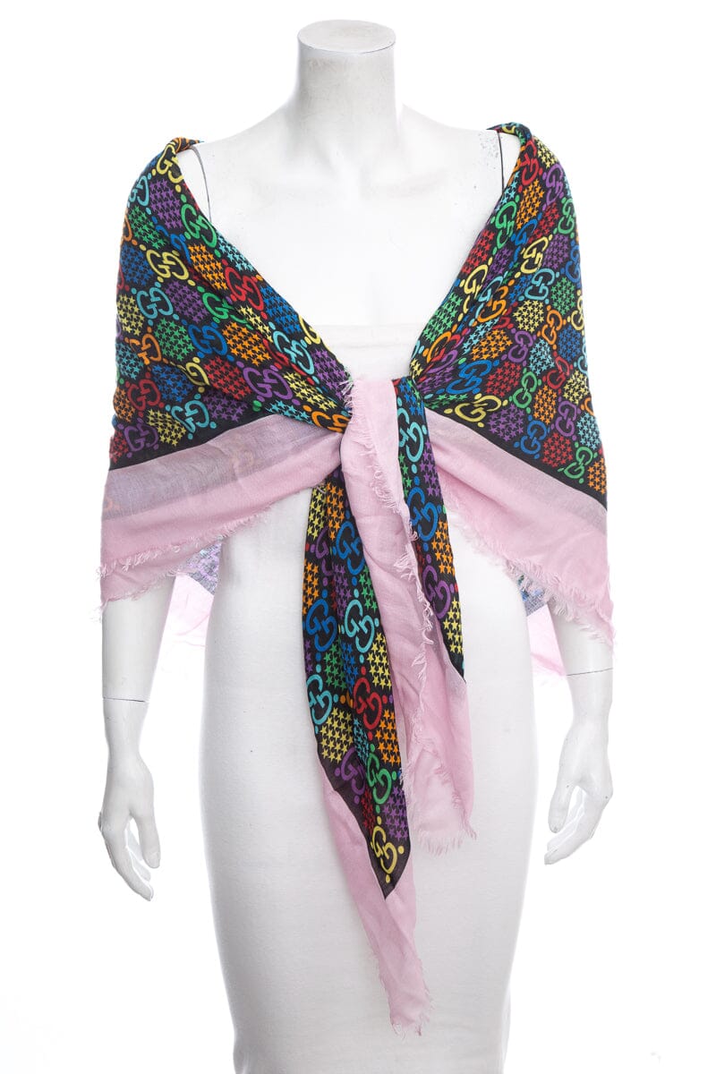 Gucci Multicolor Monogram GG Psychedelic 135 cm Scarf NWT