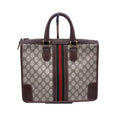 Gucci Vintage Brown Monogram Canvas Satchel Bag with Stripes