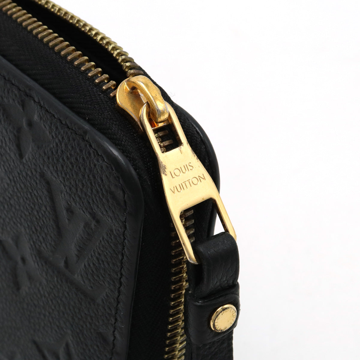 Louis Vuitton Monogram Emplant Zippie Wallet Round Fassner Long Wallet Leather Noir Black M61864