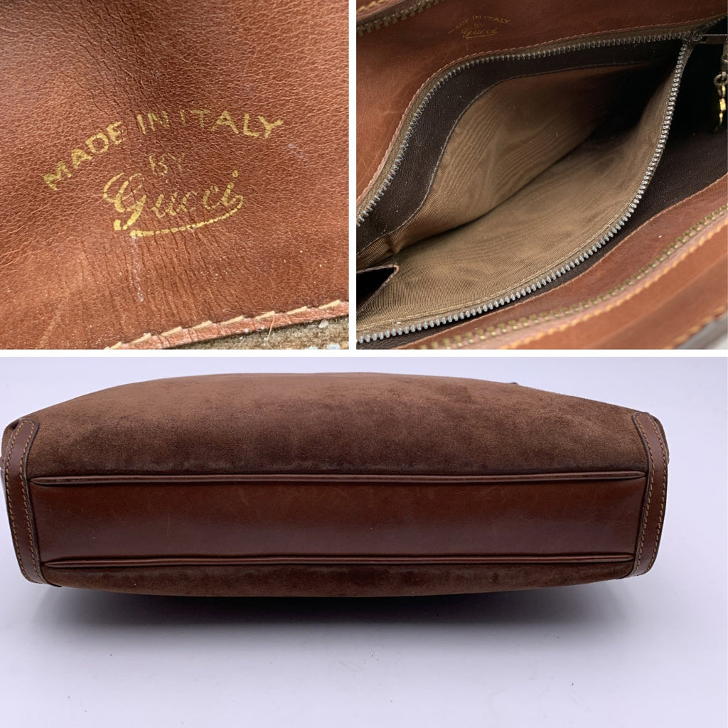 Gucci Vintage Brown Suede Shoulder Bag with Chain Strap