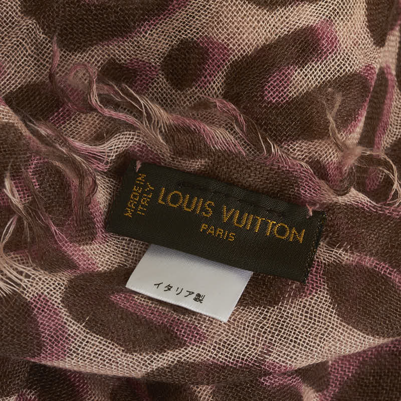 Louis Vuitton Logo Leopard Maffler Stall Pink Casimir Silk  Louis Vuitton