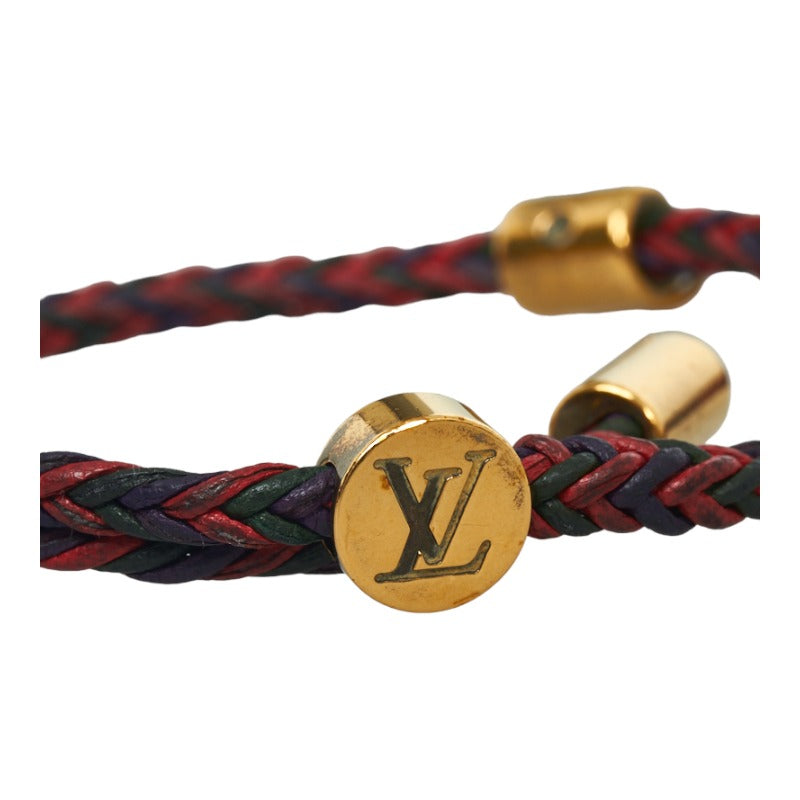 Louis Vuitton Bracelet MP234E Red Black Gold Leather  Louis Vuitton