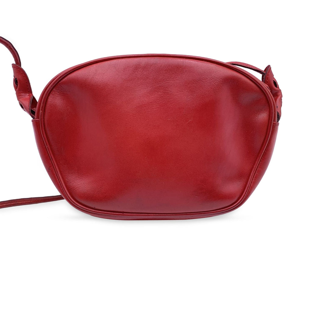 Gucci Vintage Red Leather Small Crossbody Messenger Bag