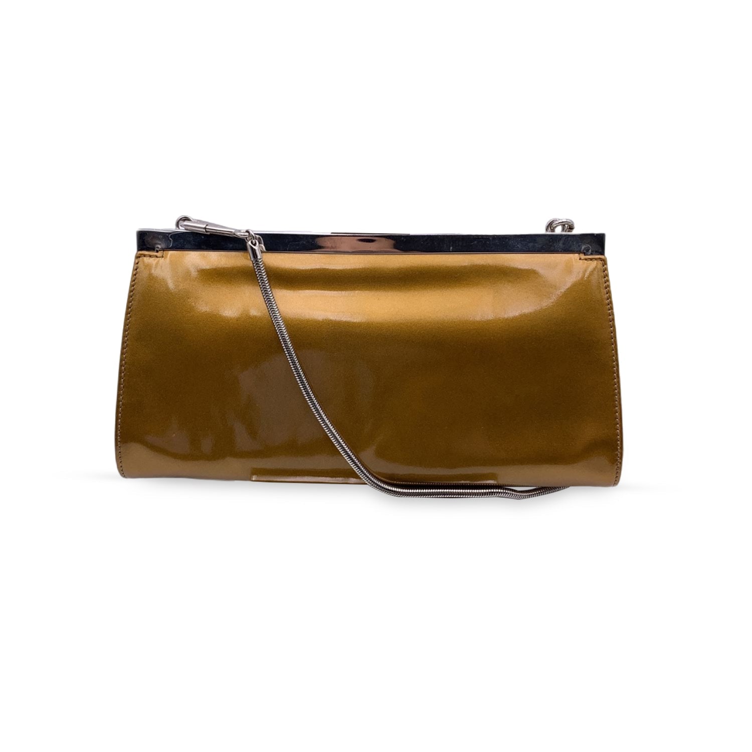 Gucci Vintage Metallic Patent Leather Evening Clutch Shoulder Bag