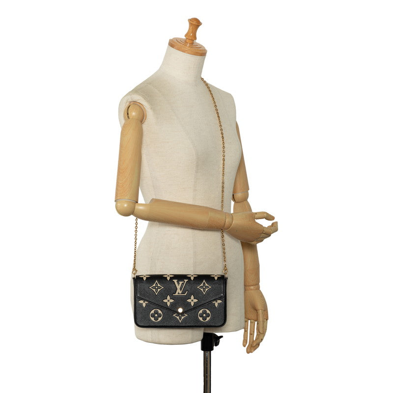 LOUIS VUITTON Louis Vuitton Monogram Amplant M80482 Shoulder Bag Leather Black Beige