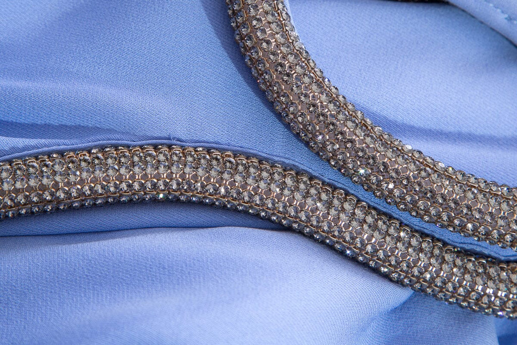 Gucci Perrywinkle Long Crystal Detail Gown SZ 40