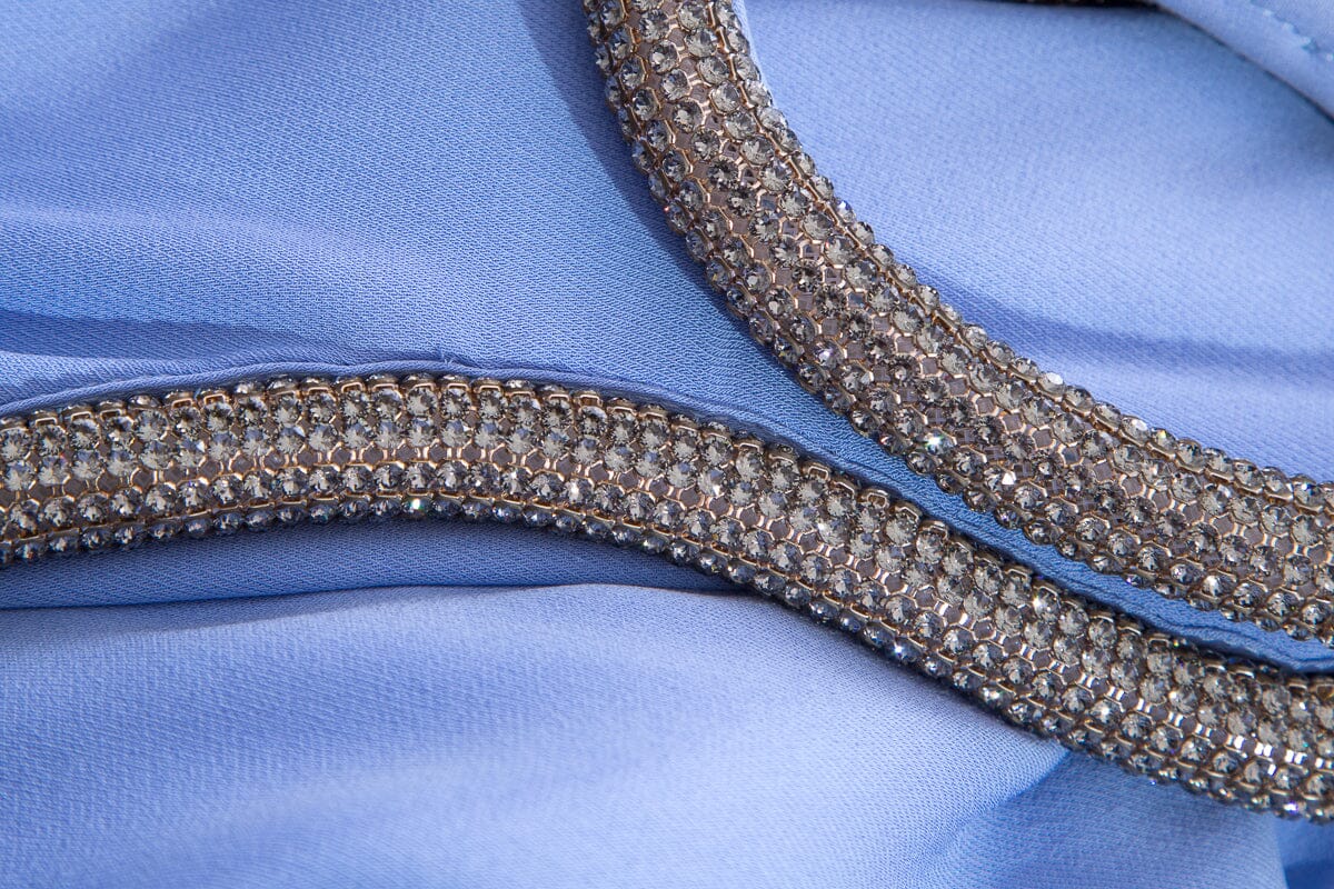 Gucci Perrywinkle Long Crystal Detail Gown SZ 40