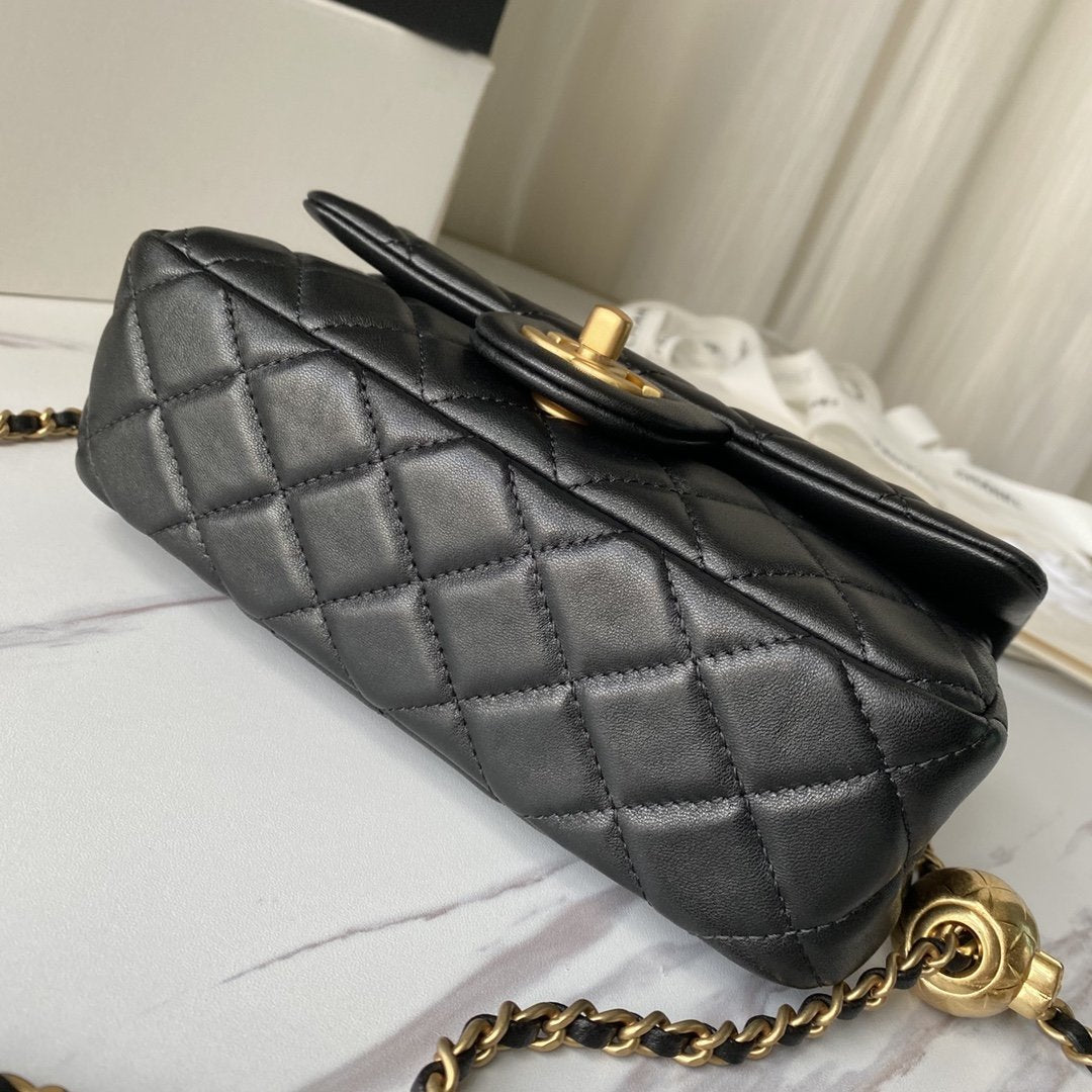 Chanel Flap Bag Lambskin Quilted Mini Rectangular Flap black