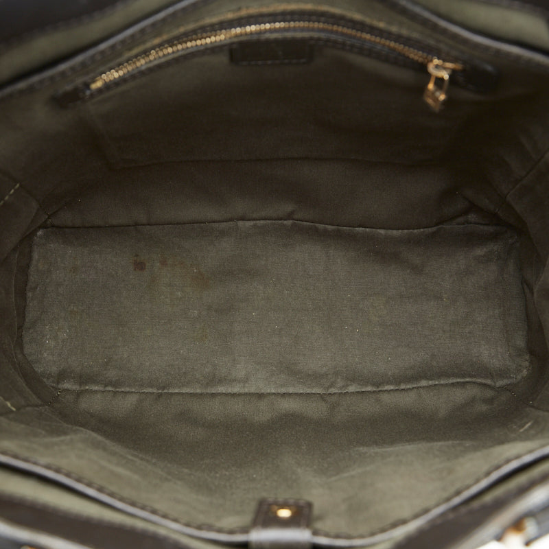 Louis Vuitton Louis Vuitton M92681 Monogram Mini T-Bag Linen/Leather Green Dark Brown  T-Bag