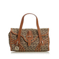 Pre-Loved Fendi Brown Jacquard Fabric Zucca Handbag Italy