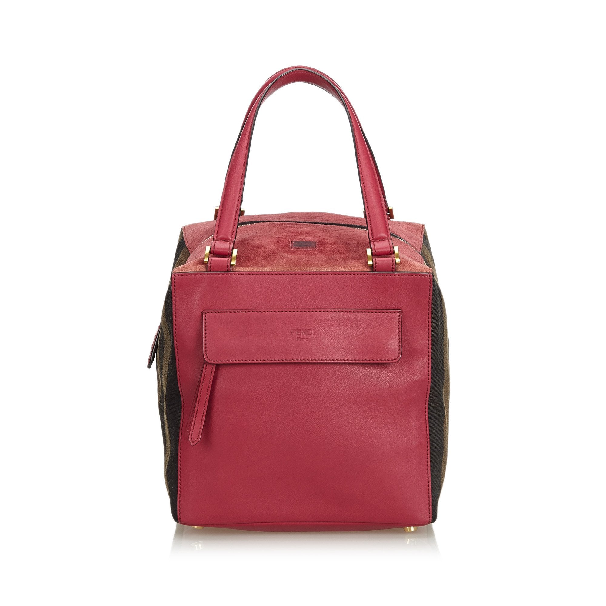 Pre-Loved Fendi Pink Suede Leather Pequin-Trimmed Boxy Tote Italy