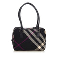 Pre-Loved Burberry Black Wool Fabric Plaid Shoulder Bag United Kingdom