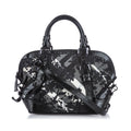 Pre-Loved Burberry Black Nylon Fabric Beat Check Printed Satchel Italy