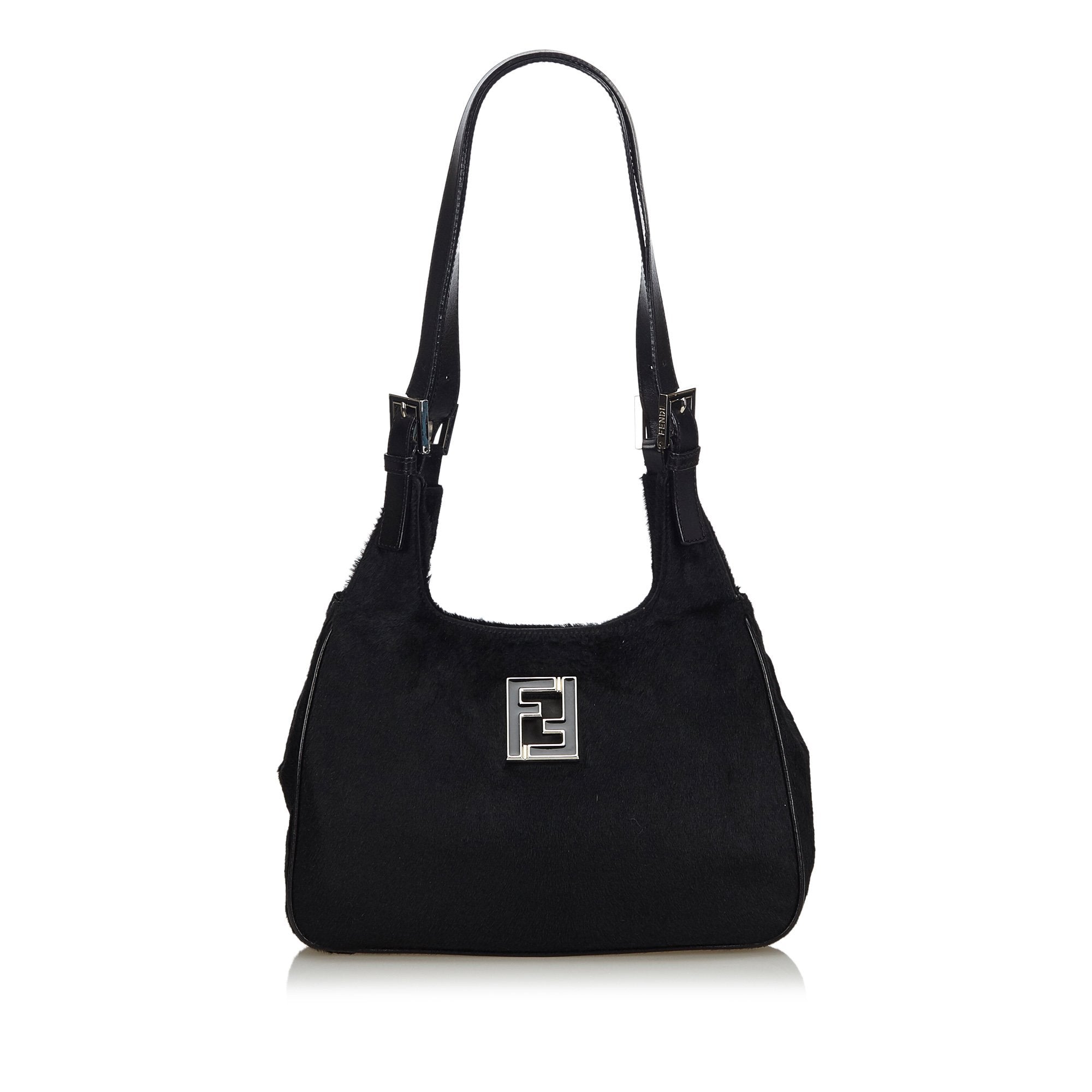 Pre-Loved Fendi Black Pony Hair Natural Material Shoulder Bag Italy