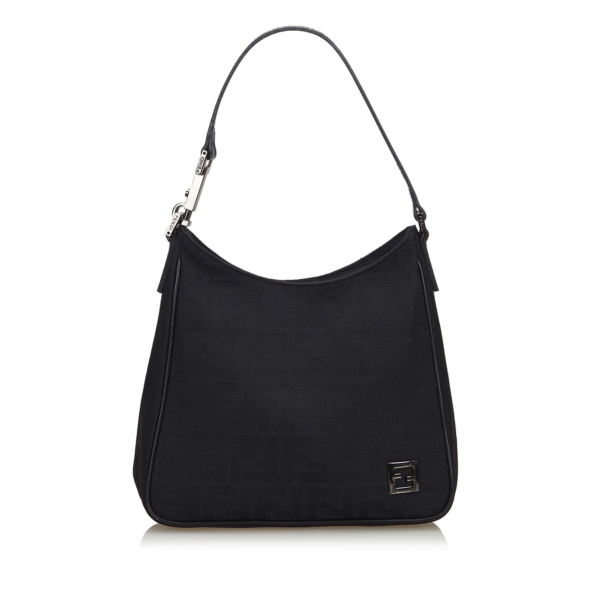Pre-Loved Fendi Black Canvas Fabric Zucca Shoulder Bag Italy