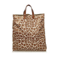 Pre-Loved Fendi Brown Beige Canvas Fabric Leopard Print Tote Bag Italy