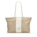 Pre-Loved Fendi Brown Light Hemp Natural Material Striped Tote Italy