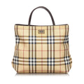 Pre-Loved Burberry Brown Beige Canvas Fabric House Check Handbag United Kingdom