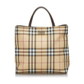 Pre-Loved Burberry Brown Beige Canvas Fabric House Check Handbag United Kingdom