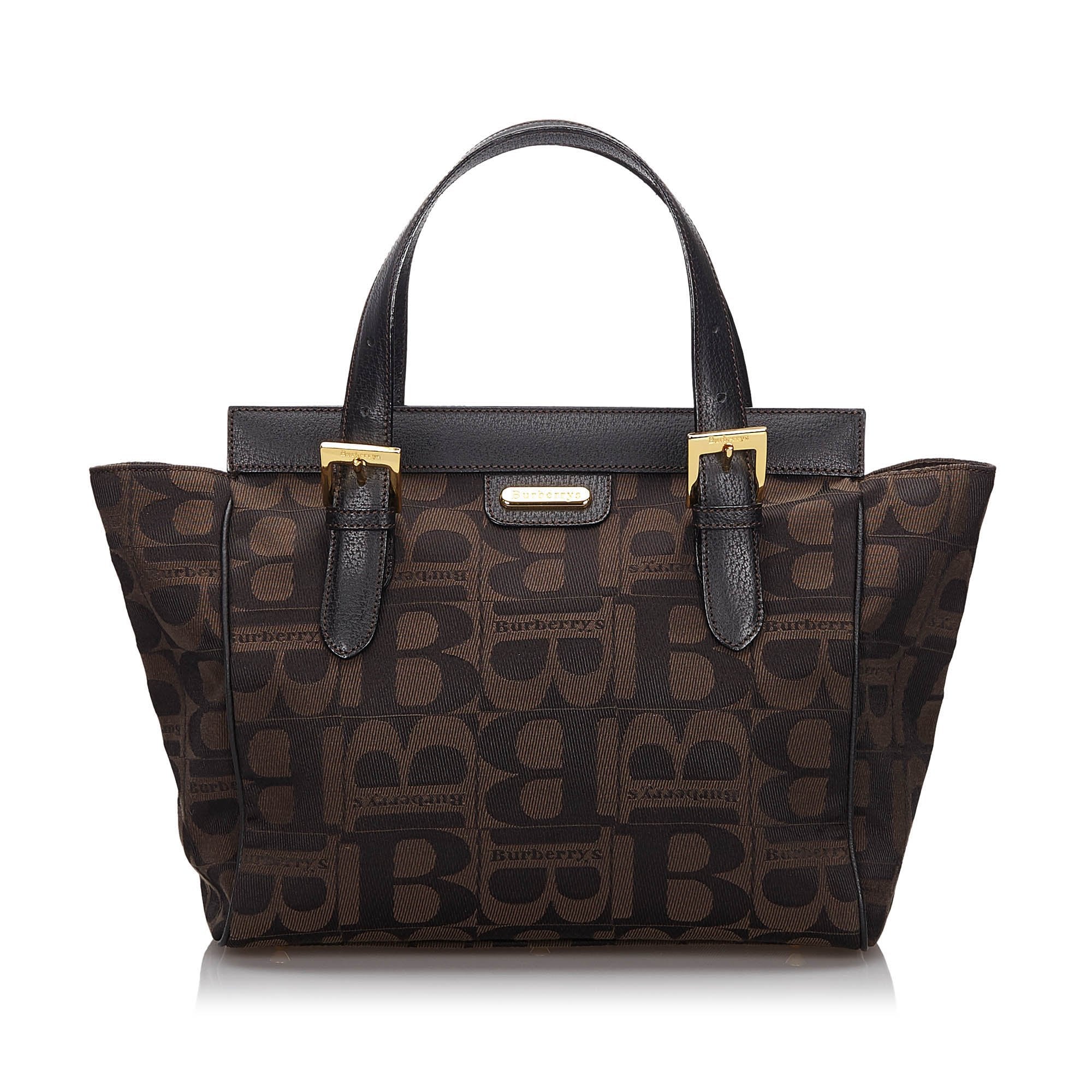 Pre-Loved Burberry Brown Dark Canvas Fabric Handbag United Kingdom