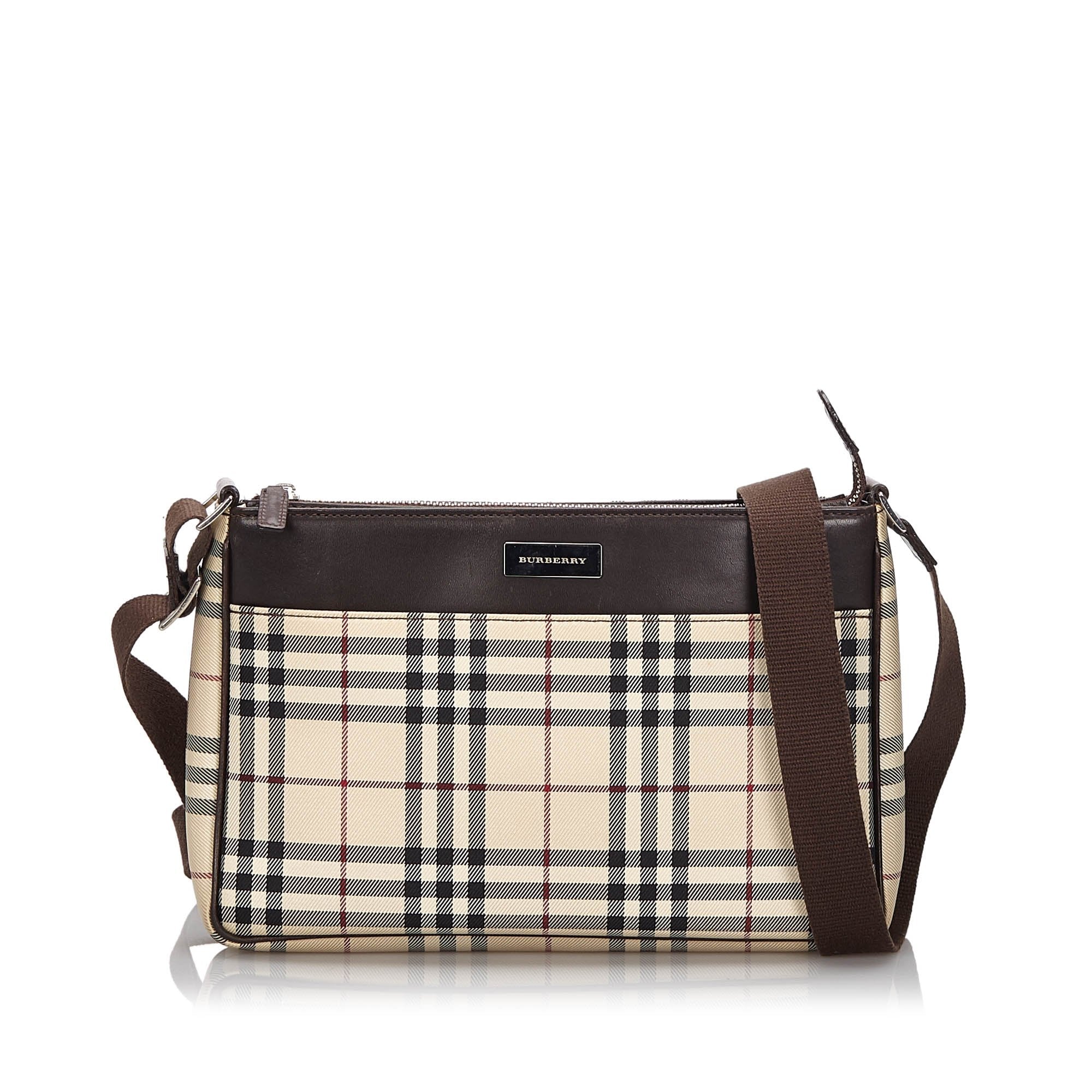 Pre-Loved Burberry Brown House Check Canvas Crossbody Bag United Kingdom