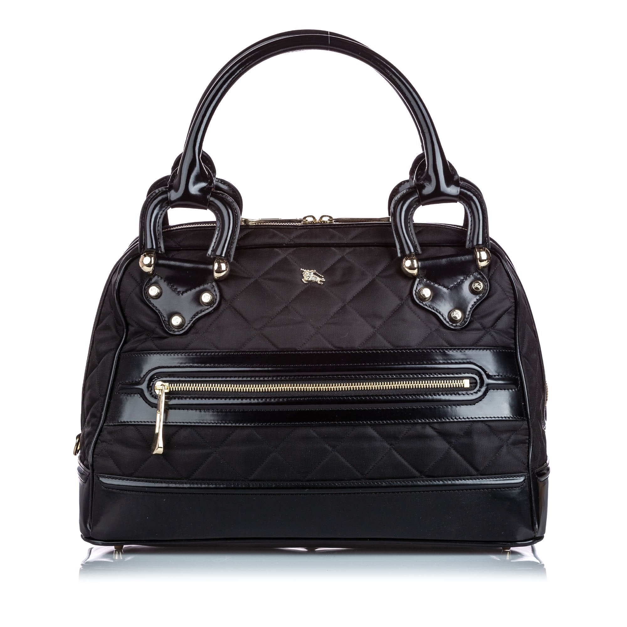 Pre-Loved Burberry Black Nylon Fabric Quilted Manor Handbag United Kingdom