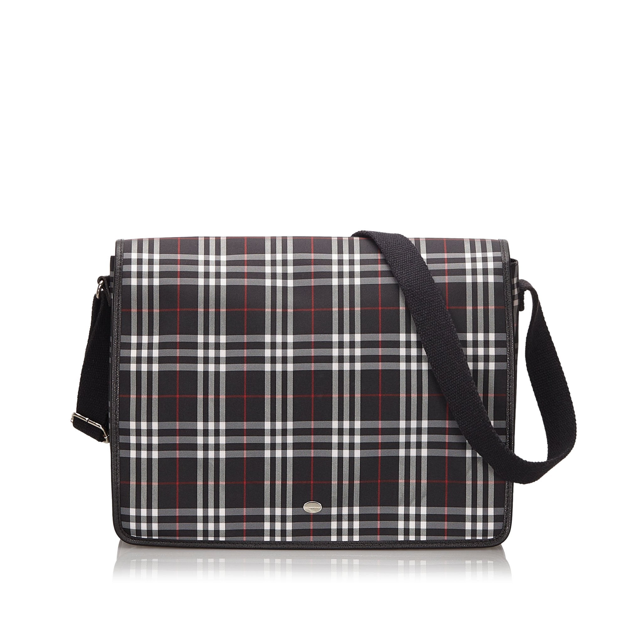 Pre-Loved Burberry Blue Navy Canvas Fabric Plaid Crossbody Bag United Kingdom
