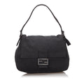Pre-Loved Fendi Gray Dark Cotton Fabric Mamma Baguette Shoulder Bag Italy