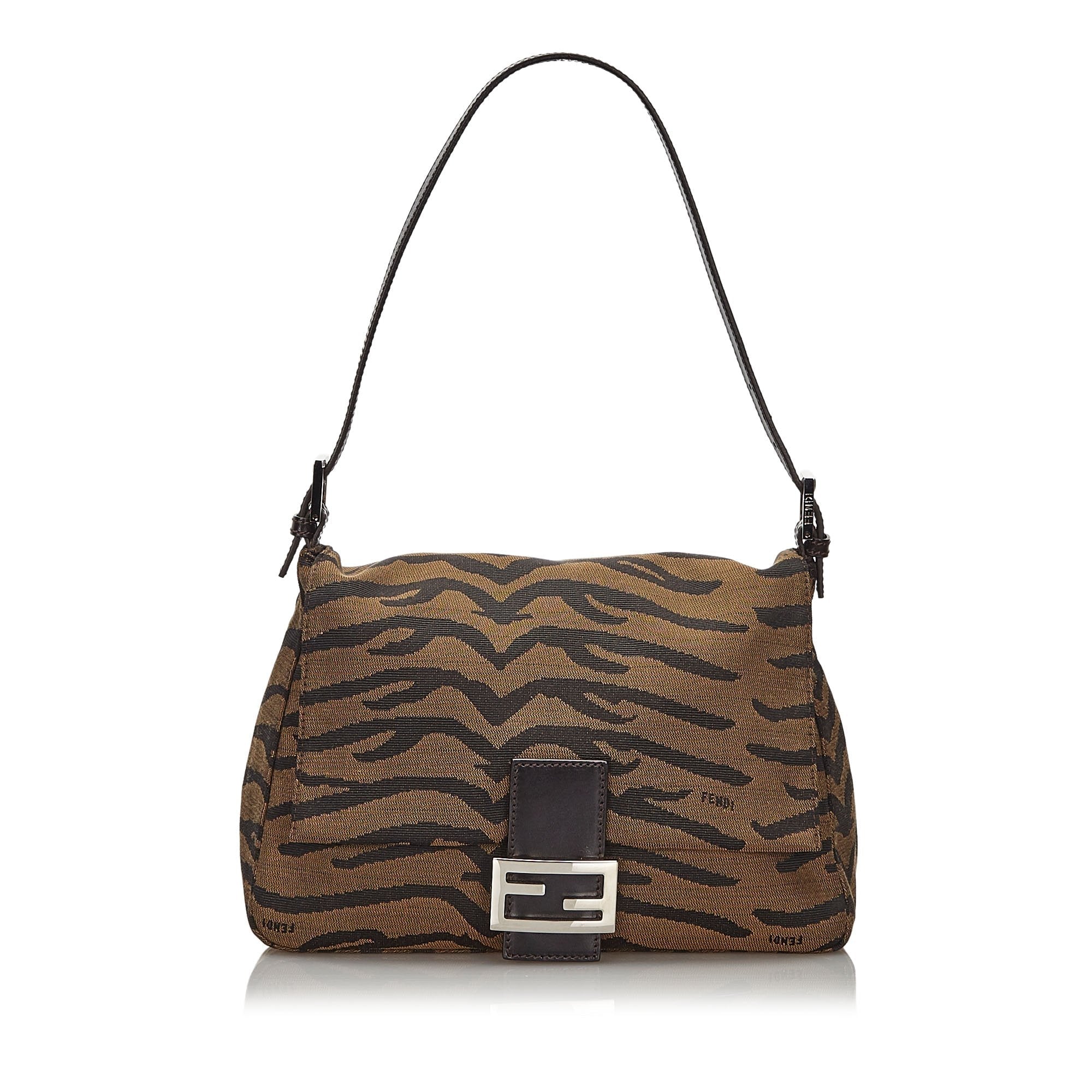 Pre-Loved Fendi Brown Canvas Fabric Printed Mamma Forever Shoulder Bag Italy