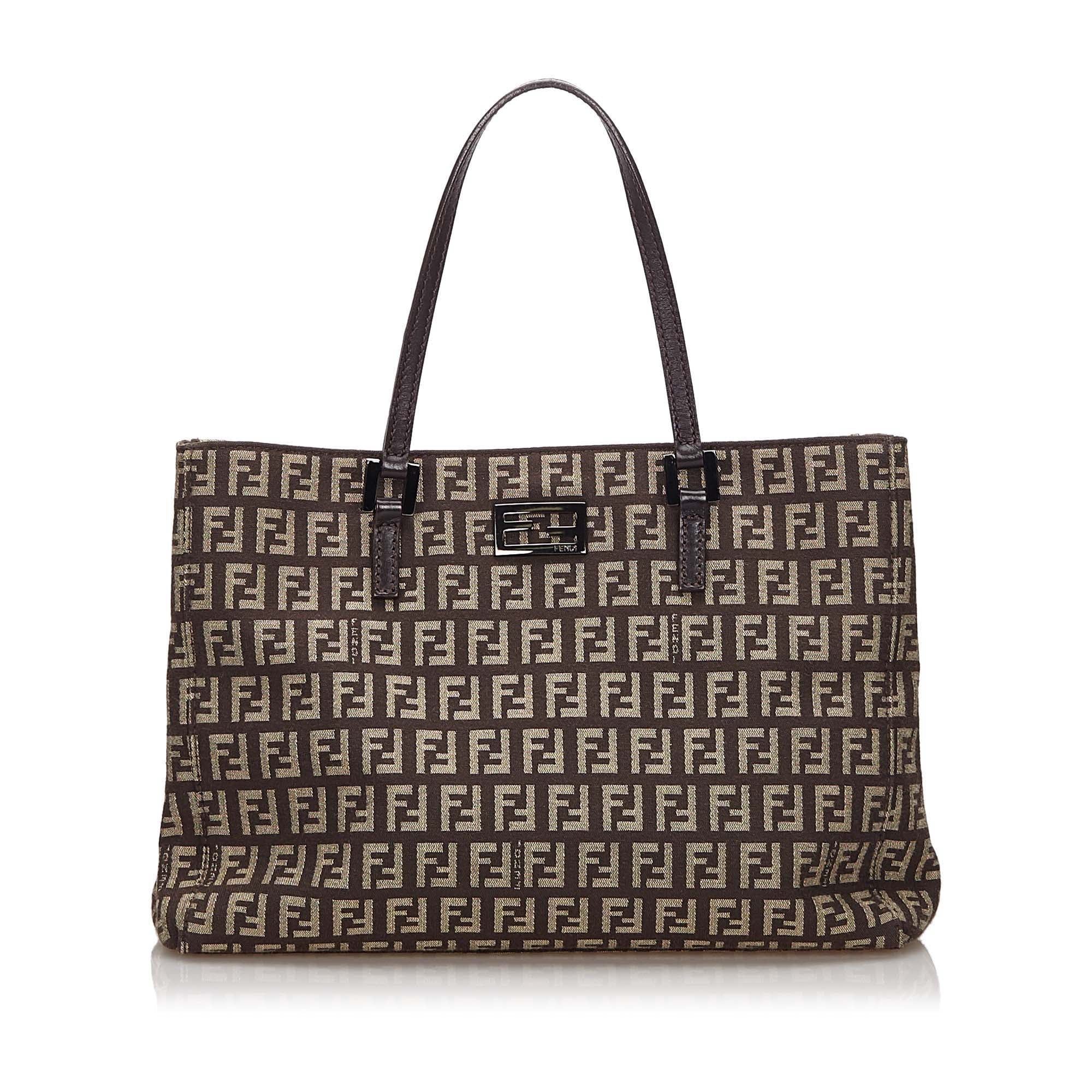 Pre-Loved Fendi Brown Dark Canvas Fabric Zucchino Tote Bag Italy