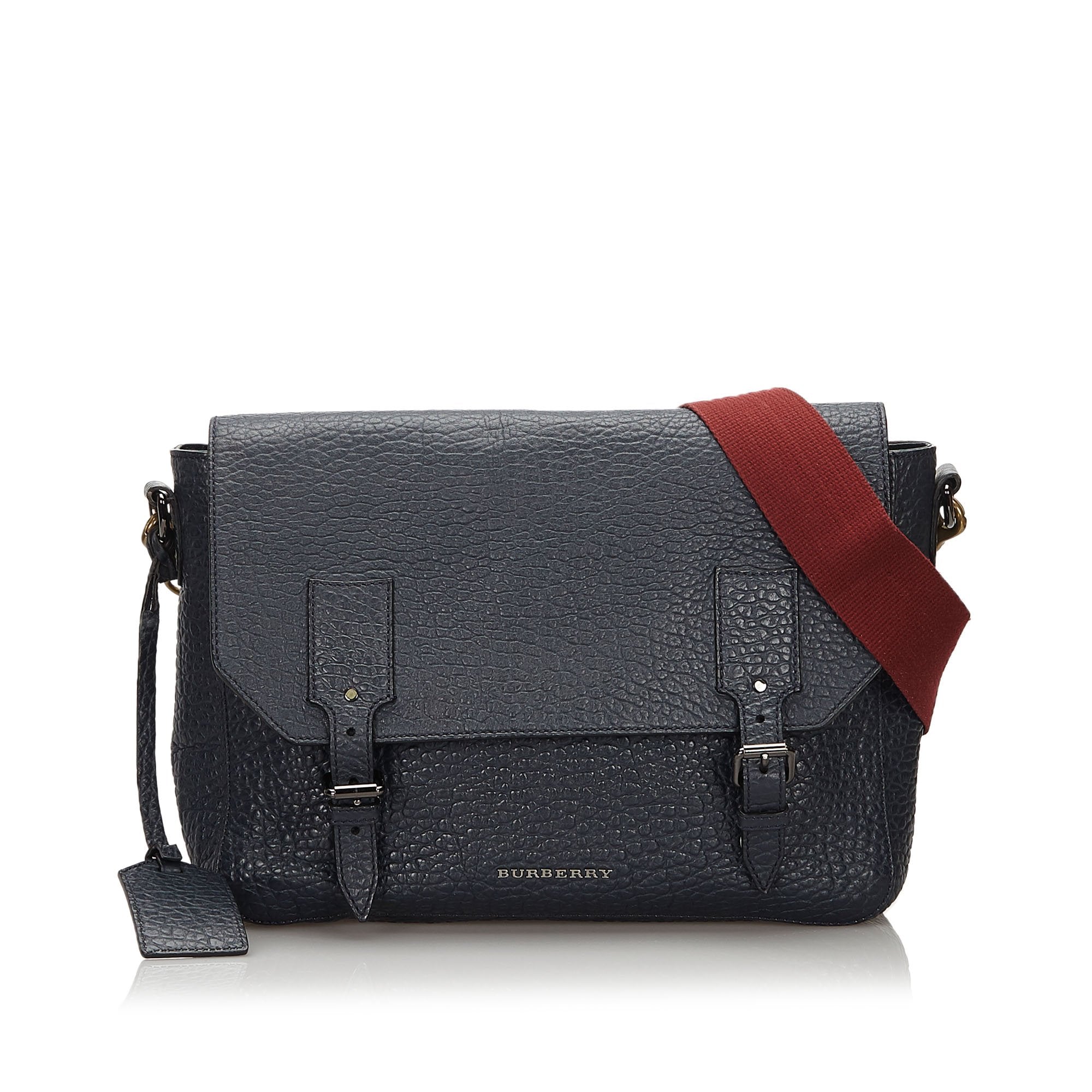 Pre-Loved Burberry Blue Embossed Leather Crossbody Bag United Kingdom