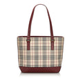 Pre-Loved Burberry Brown Beige Nylon Fabric House Check Tote Bag United Kingdom