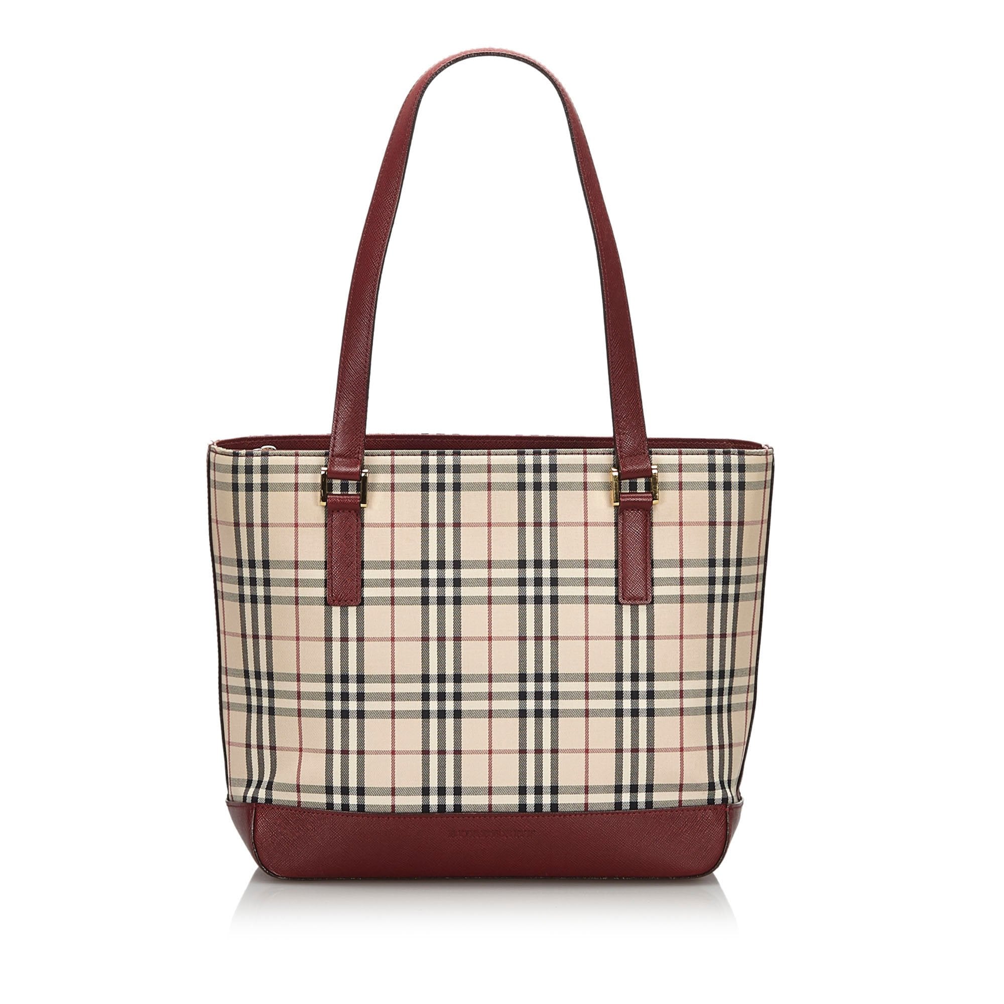 Pre-Loved Burberry Brown Beige Nylon Fabric House Check Tote Bag United Kingdom
